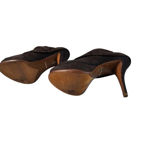 Shutz 7 B slouchy brown damarius suede platform bootie peep toe business chic - Picture 6 of 11